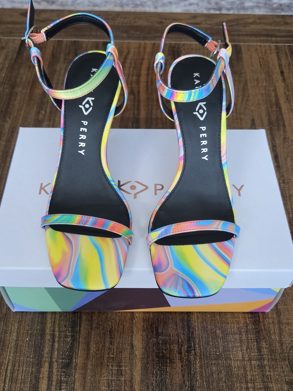 Katy Perry Collections Multicolor Swirl Ankle-Strap Heels